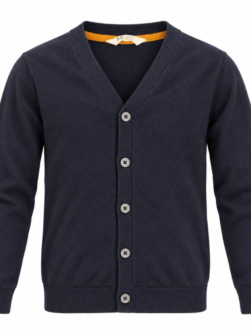 H&M Boys Cardigan Sweater Size 8-10 Years Navy Blue V Neck Button Front